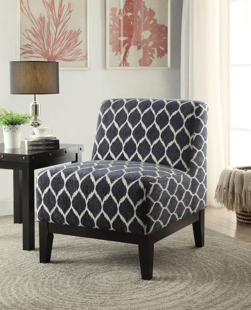 Hinte Dark Blue Chenille Accent Chair image