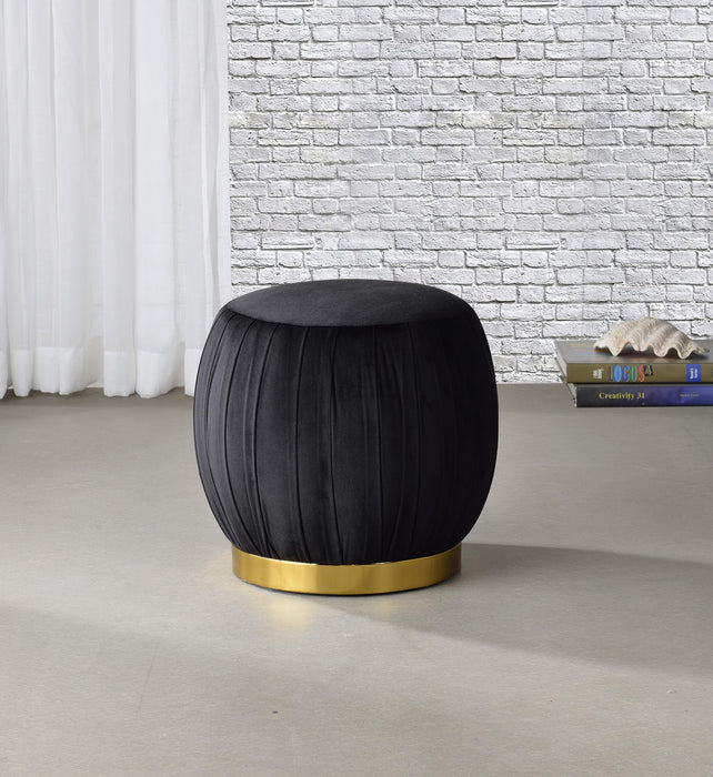 Zinnia Black Velvet & Gold Ottoman image