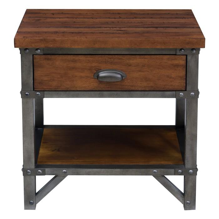 Homelegance Holverson Nightstand in Rustic Brown & Gunmetal 1715-4 image