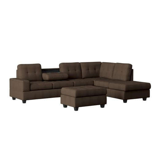 9507CHC*3OT - (3)3-Piece Reversible Sectional with Drop-Down Cup Holders and Storage Ottoman image